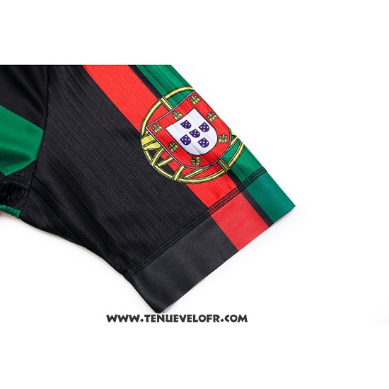 2019 Maillot Ciclismo Portugal Noir Vert Rouge Manches Courtes et Cuissard